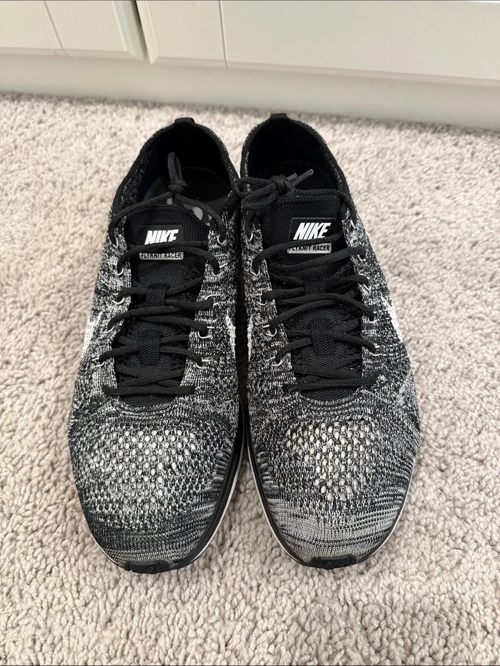 Nike Flyknit racer Oreo 2.0 Black and White Flyknit Running Sneakers